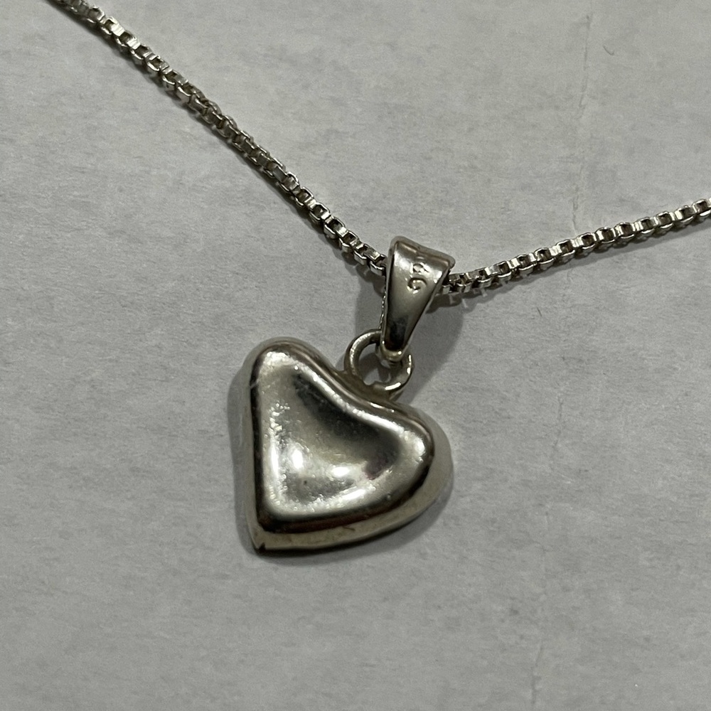 Sterling Silver Concave Heart Necklace
